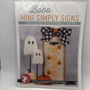 BOOO Halloween Cross Stitch Pattern By It’s Sew Emma " Pattern Only" Brand New